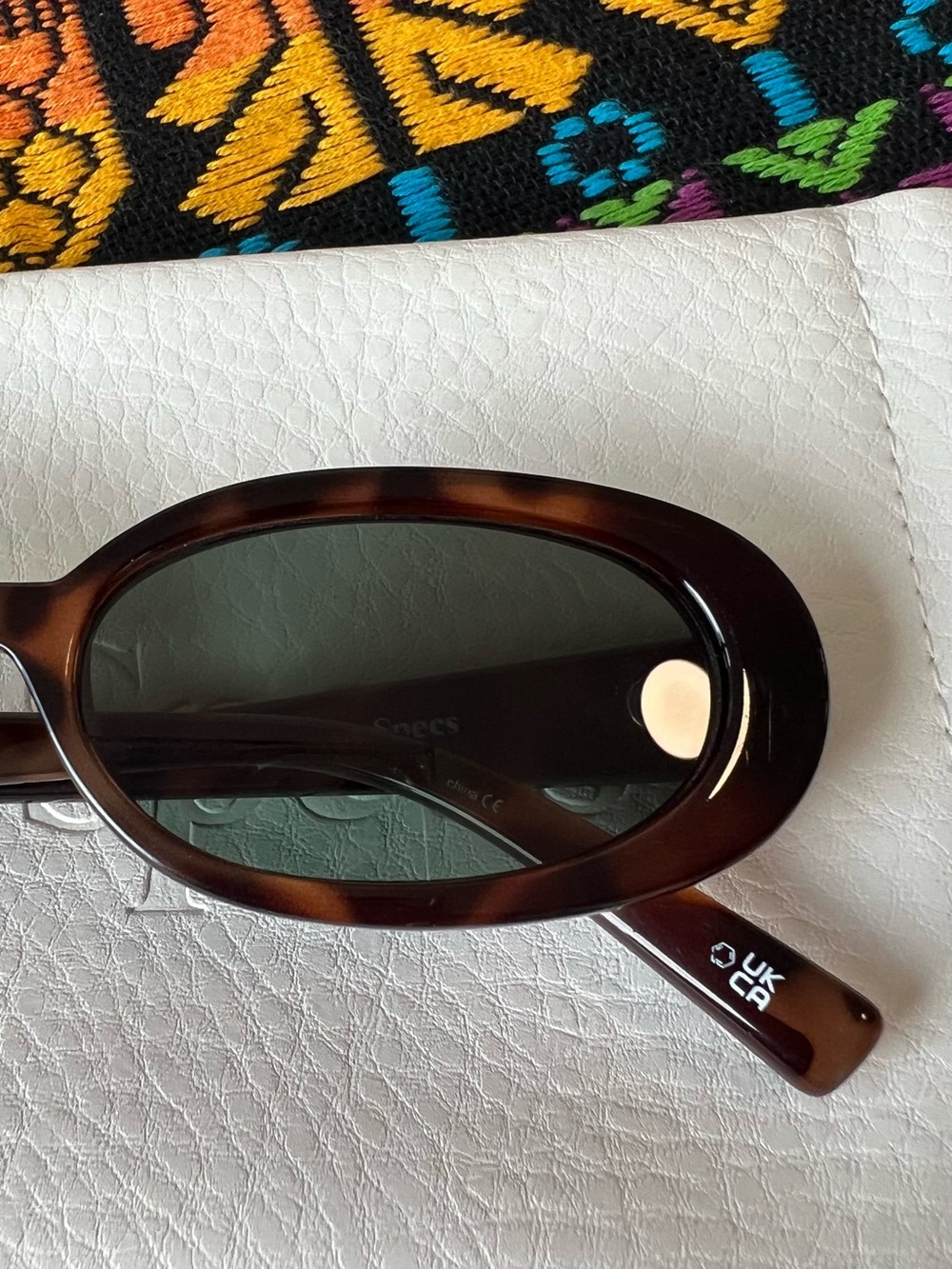 Le Specs Outta Love Tortoiseshell Oval Sunglasses Brown - Picture 8 of 13